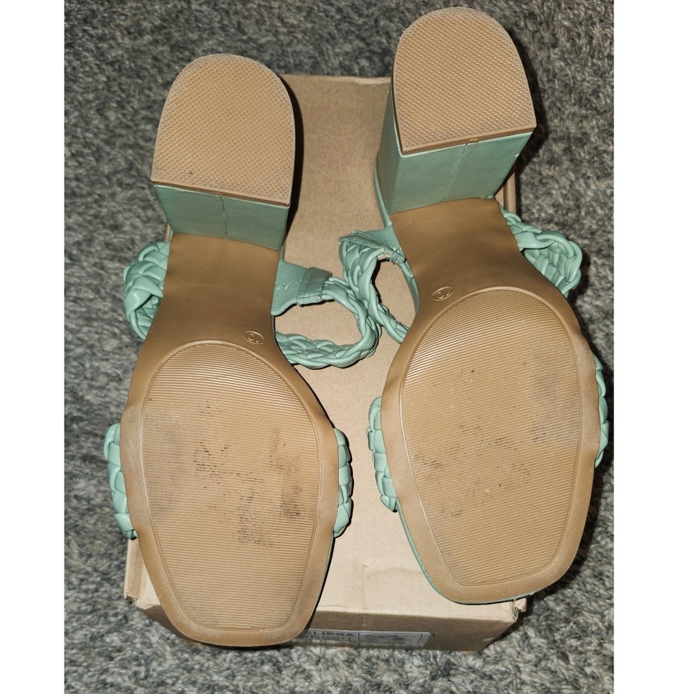 Journee Collection Melissa Green Braided Double Strap Block Heel Sandals Size 10 - Picture 3 of 4